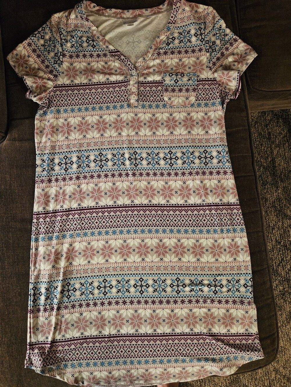 LuLaRoe DREAM KYMBRIE LARGE Women's Nightshirt PJ Sleep Dress Pajamas Snowflakes
